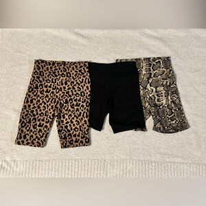 Animal Print and Black Biker Shorts Set (3)